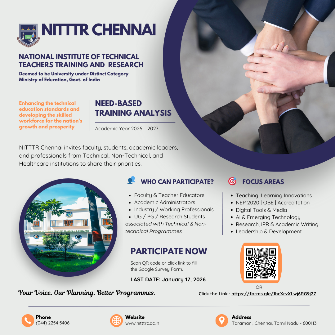 NITTTR Chennai Training Need Analysis 2026-27